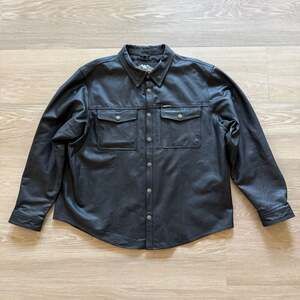 Harley-Davidson Genuine Black Leather Snap-Front CPO Riding Shirt Jacket 3XL